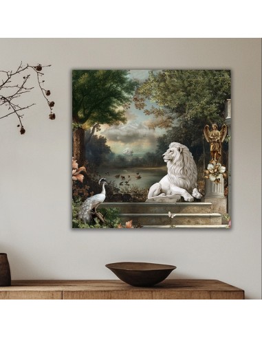 TABLEAU LE LION BLANC 40x40 cm