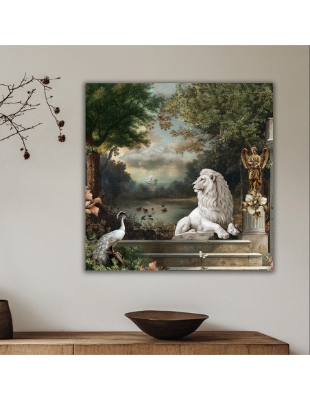 TABLEAU LE LION BLANC 40x40 cm