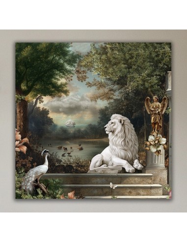 TABLEAU LE LION BLANC 40x40 cm