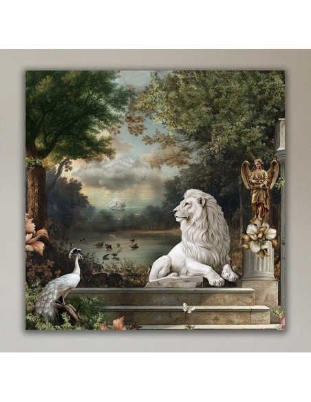 TABLEAU LE LION BLANC 40x40 cm