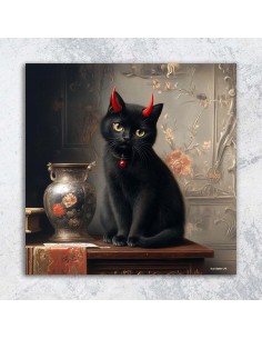 BLACK CAT PRINTED CANVAS  40x40 cm