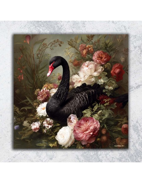 BLACK SWAN PRINTED CANVAS  40x40 cm