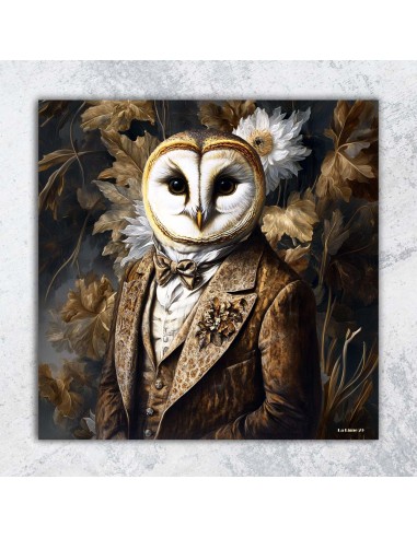 TABLEAU CHOUETTE 40x40 cm